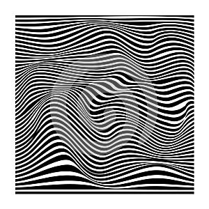 Abstract wavy twisted distorted line striped black and white texture