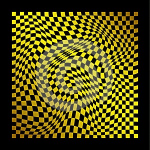 Abstract wavy twisted distorted squares checkerd gradient colored texture