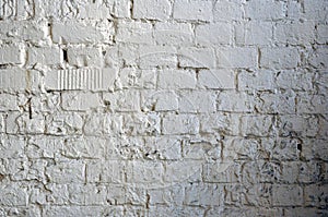 Abstract weathered texture stained old stucco light gray and aged paint white brick wall background in rural room