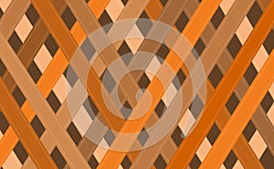 Abstract weave basket background. Brown texture with geometric diagonal lines. Vector vintage pattern