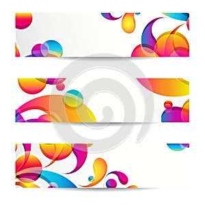 Abstract web banners with colorful arc-drop for your www design