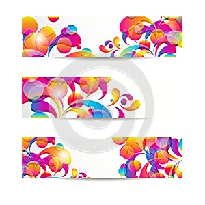 Abstract web banners with colorful arc-drop for your www design