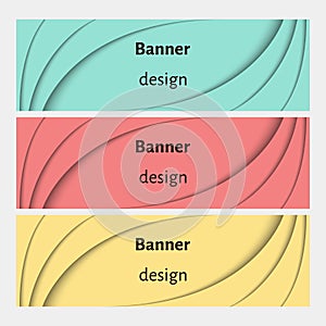 Abstract web banners set with curve elements and shadows.