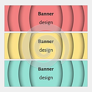 Abstract web banners set with curve elements and shadows.