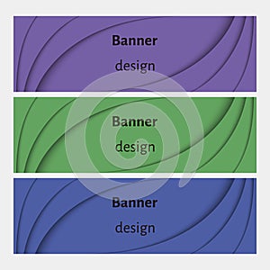 Abstract web banners set with curve elements and shadows.