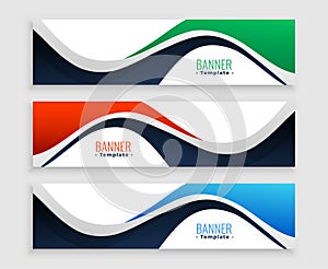 Abstract web banners set in wavy shape styles