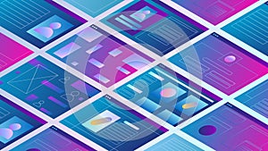 Abstract web pages and ui elements vector illustration. Design of user interface