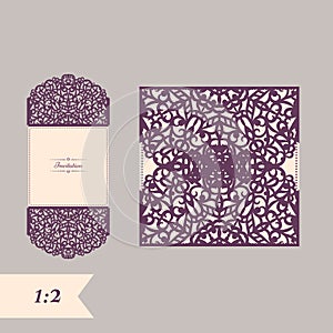 Abstract wedding cutout invitation template. Suitable for lasercutting. Lazercut vector wedding invitation template