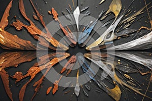 abstract weld sparks or metal cutting blade work background, AI generated