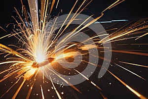 abstract weld sparks or metal cutting blade work background, AI generated