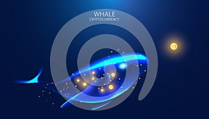 Abstract Whale Concept Cryptocurrency Bitcoin Buying Capitalist Cryptocurrencies big purchase and the possession of