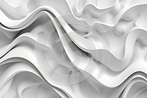 Abstract white 3D wavy background.