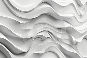 Abstract white 3D wavy background.