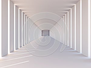 Abstract white architectural 3d space with sunlight