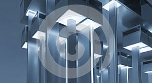 Abstract White Architectural Columns Interior Background