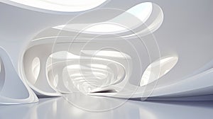 Abstract white architecture background, modern geometric wallpaper. generative ai