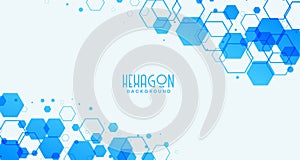 Abstract white background with blue hexagonal shapes