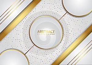 Abstract white background with circle line gold color dot . Luxury style