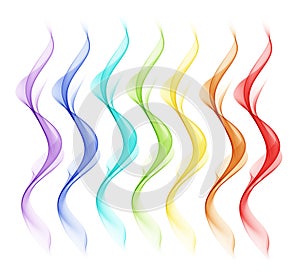 Abstract white background with colorful lines in the form of waves