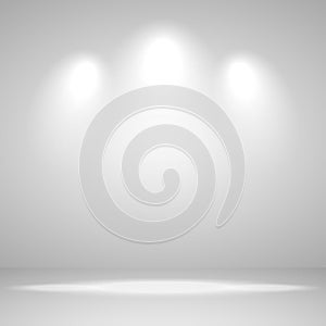 Abstract white background empty room studio for exhibition and interior with spot light , vector illustration photo