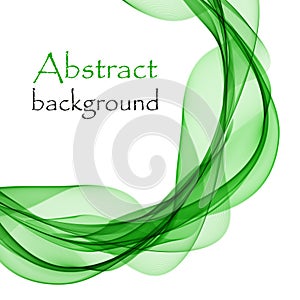 Abstract white background with green lines in the form of waves