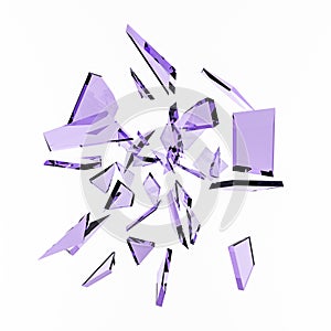 Abstract white background with isolated glass shards and glitter. 3d illustration, 3d ..rendering