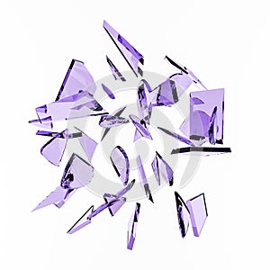 Abstract white background with isolated glass shards and glitter. 3d illustration, 3d ..rendering