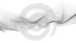 Abstract white background of moving dots. Vector 3d illustration