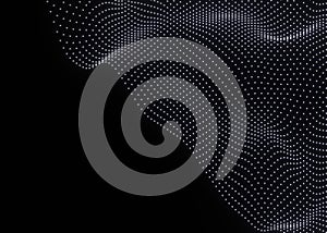 Abstract white background of points. Big data stream. digital particle wave background