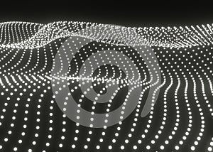 Abstract white background of points. Big data stream. digital particle wave background