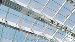 Abstract white background. View of windows and Modern conceptual high tech building