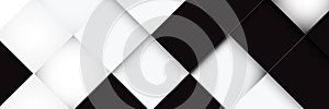 Abstract white, black, and grey square shape with banner, posters, cards, headers, website background. Vector illustration