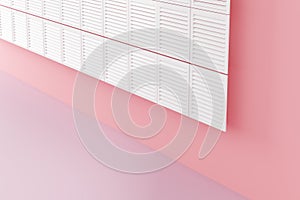 Abstract white blinds on pink wall background