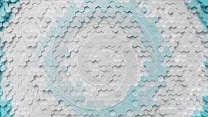 Abstract white-blue futuristic hexagons surface pattern, honeycomb with offset effect. White-blue abstract sci-fi