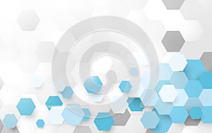 Abstract white and blue pattern hexagon background