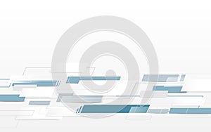 Abstract white and blue rectangles, lines Futuristic and technology concept background