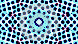 Abstract white blue red kaleidoscope sequence patterns rotation loop. 4k motion graphics background for title, intro, yoga, clubs,