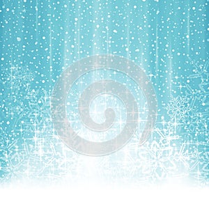 Abstract white blue winter Christmas background with snowfall