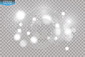 Abstract white bokeh effect explosion with sparks modern design. Glow star burst or firework light effect. Sparkles