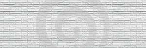 Abstract white brick wall texture background. Horizontal panoramic view of masonry brick wall.