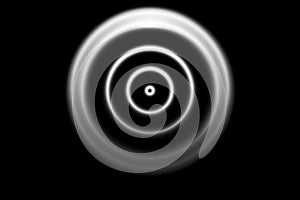 Abstract white circle with ring line on black background