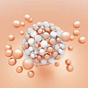 Abstract white and copper particles molecular structure