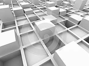 Abstract White Cube Blocks Structure Background