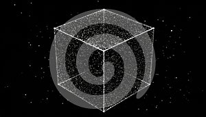 Abstract White Cube in Dark Space: Digital Art