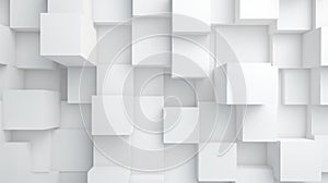 Abstract white cubes background. 3d render illustration. Square composition. Generative AI
