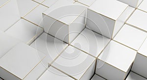 Abstract white cubes composition