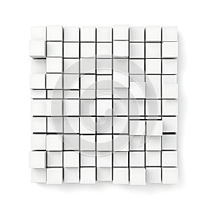 Abstract white cubes grid with varying heights