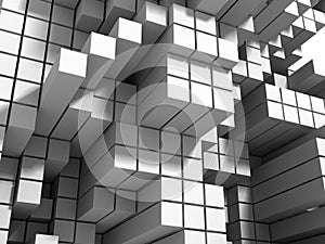 Abstract White Cubes Wall Background