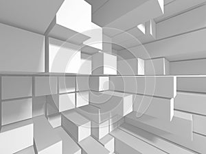 Abstract White Cubes Wall Background