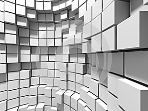 Abstract White Cubes Wall Background